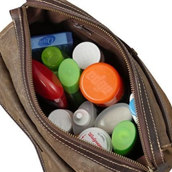 Bayfield Bags waxed canvas and leather toiletry bag - Picture 5 of 10